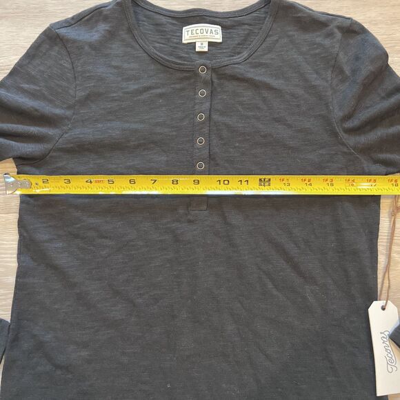 Tecovas Waffle Henley Black Long Sleeve Women's Shirt-Size M - Picture 7 of 7